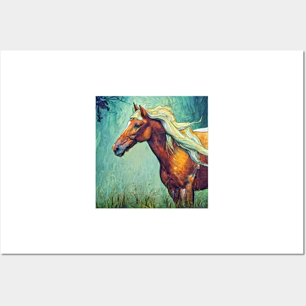 sketch of a horse in greens Wall Art by bogfl